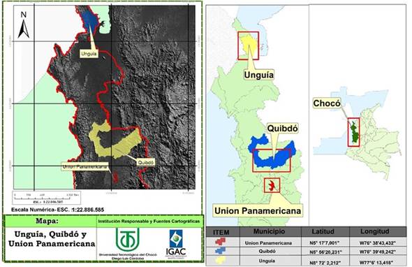 Localización de las zonas donde se realizaron los trabajos de campo